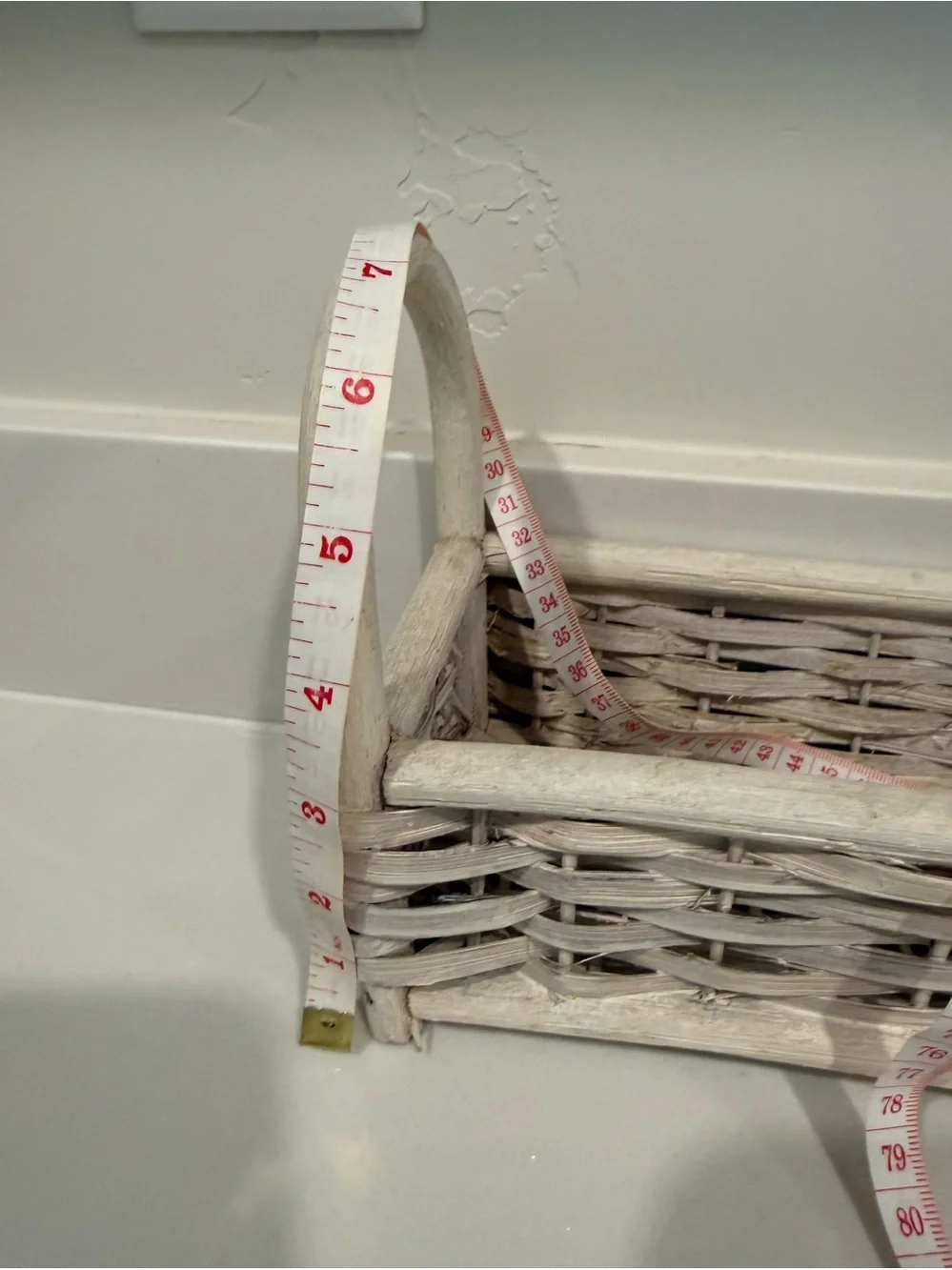 White Wicker Long Tray Basket with Handles